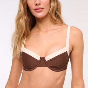 NWT Abercrombie & Fitch Wide Strap Underwire Bikini Top in Cocoa Adjustable